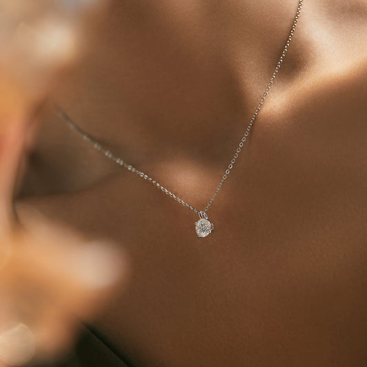 Collier pendentif cœur argent pierre translucide – Léa