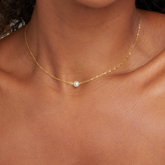 Collier perle blanche Or – Léa
