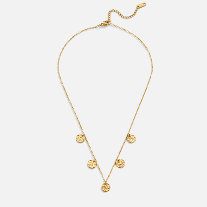 Collier pendentifs pièces texturées or – Elodie