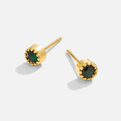 Clous d’oreilles or pierre verte – Léo