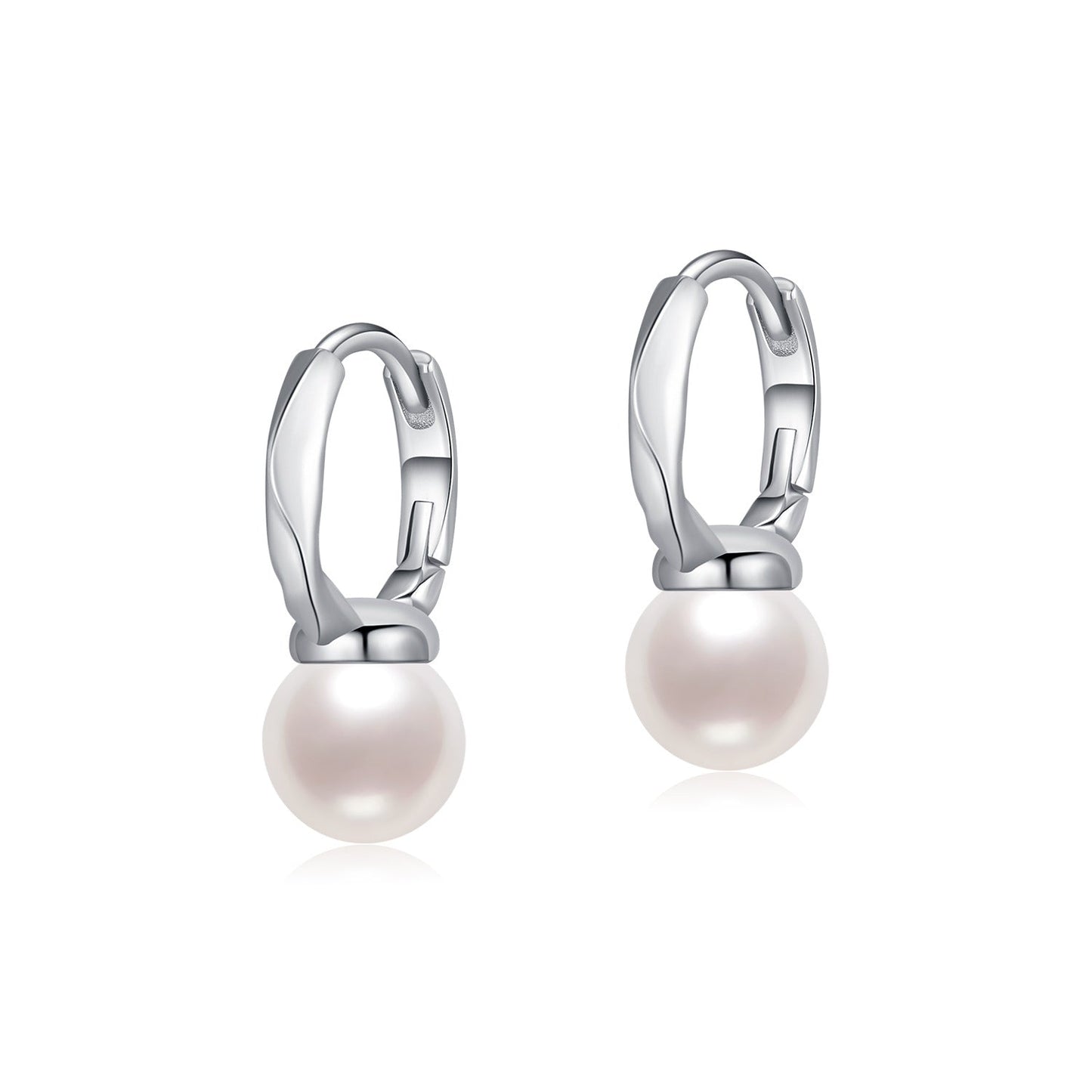 Créoles argent perles blanches pendantes – Esmé