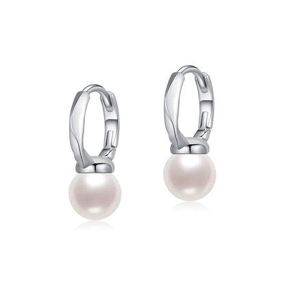 Créoles argent perles blanches pendantes – Esmé