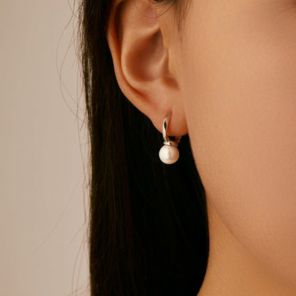 Créoles argent perles blanches pendantes – Esmé