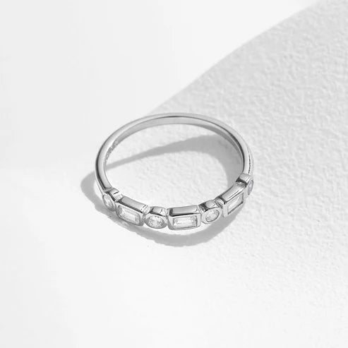 Bague argent cristaux carrés – Lila
