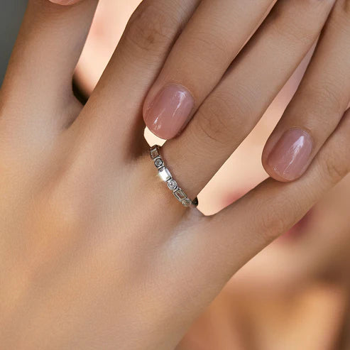 Bague argent cristaux carrés – Lila