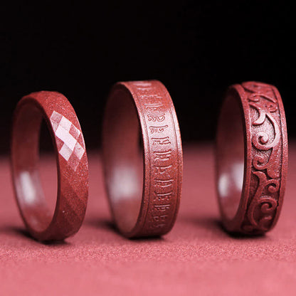 Bague cinabre rouge gravée nuages – Léo