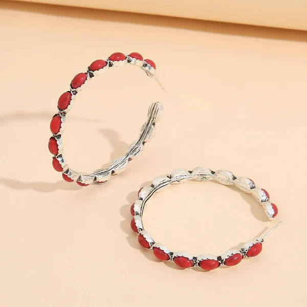 Créoles pierres turquoise ovale argent – Lila