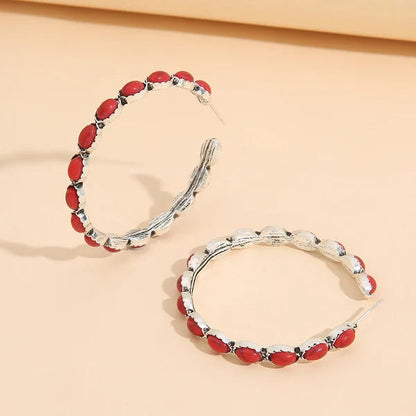 Créoles pierres turquoise ovale argent – Lila