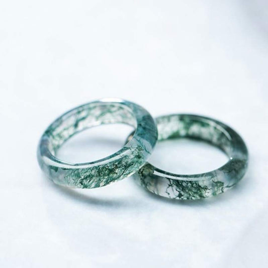 Bague simple agate mousse verte – Léo