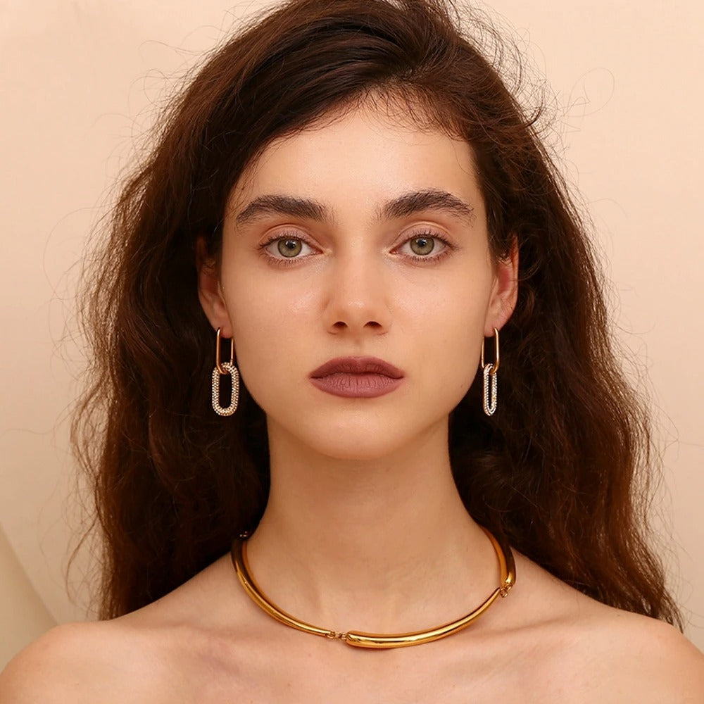 Boucles d'oreilles de luxe à double exquise en zircon