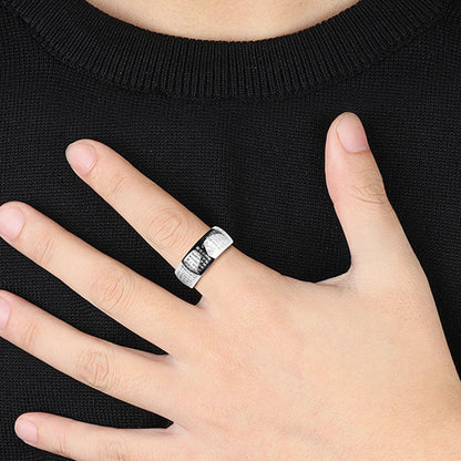 Bague large gravée argent doré – Léo