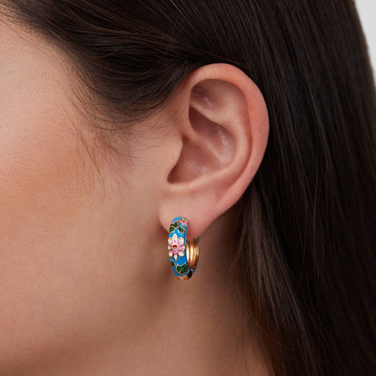 Créoles or motif floral coloré – Léa