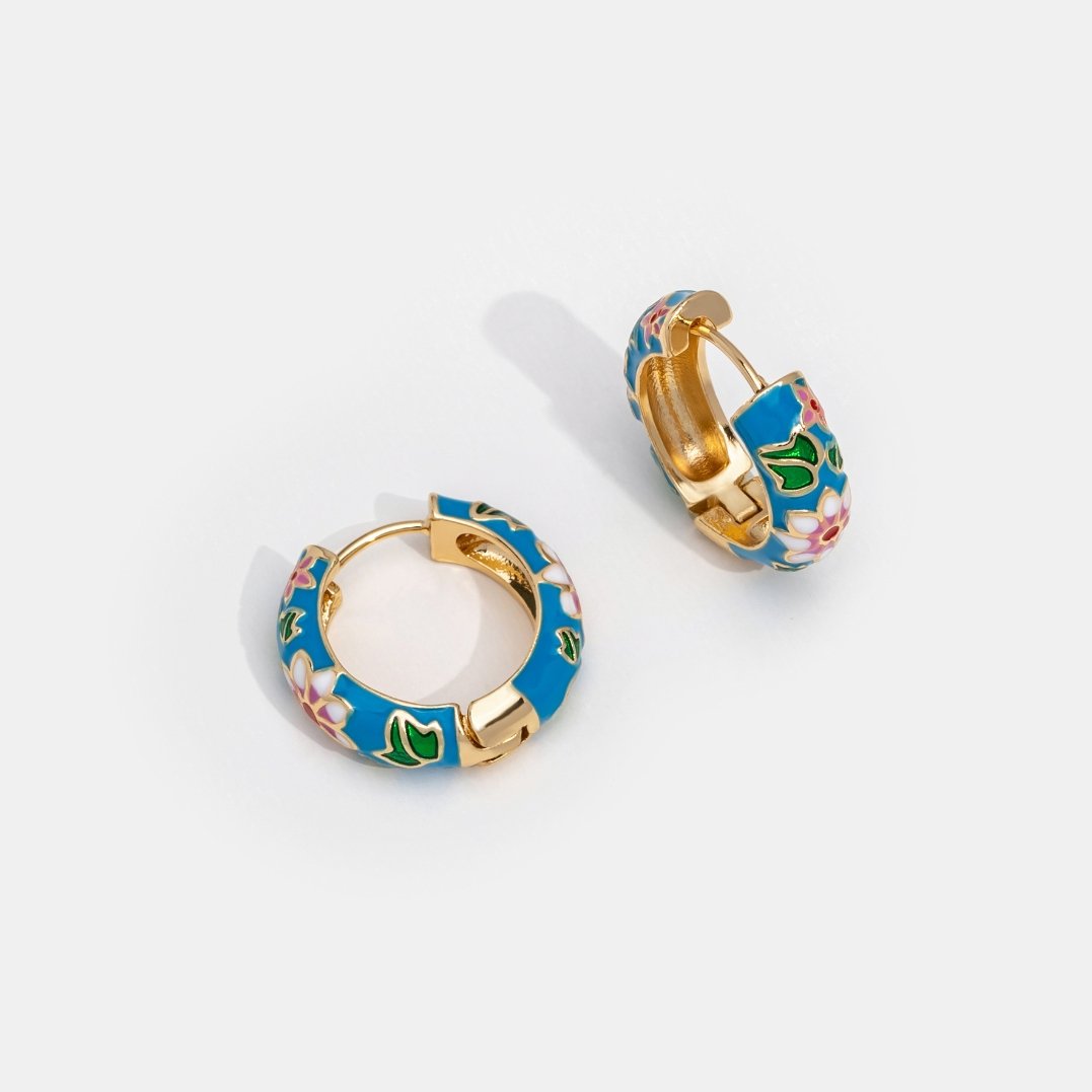 Créoles or motif floral coloré – Léa