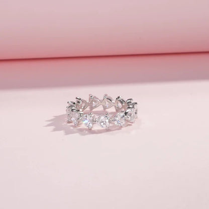 Bague argent cristaux cœur alignés – Lila