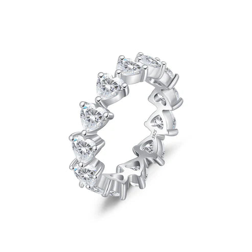 Bague argent cristaux cœur alignés – Lila