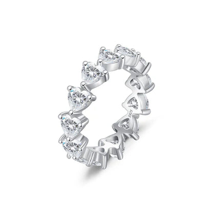 Bague argent cristaux cœur alignés – Lila