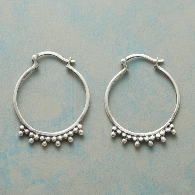 Créoles argent perles bord décoratif – Lila