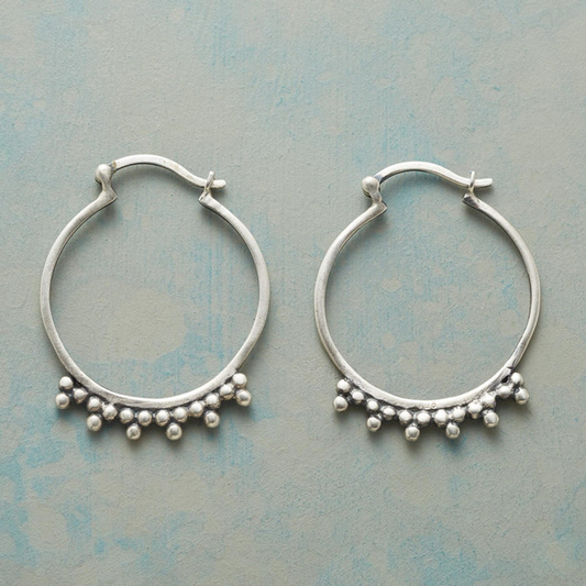Créoles argent perles bord décoratif – Lila