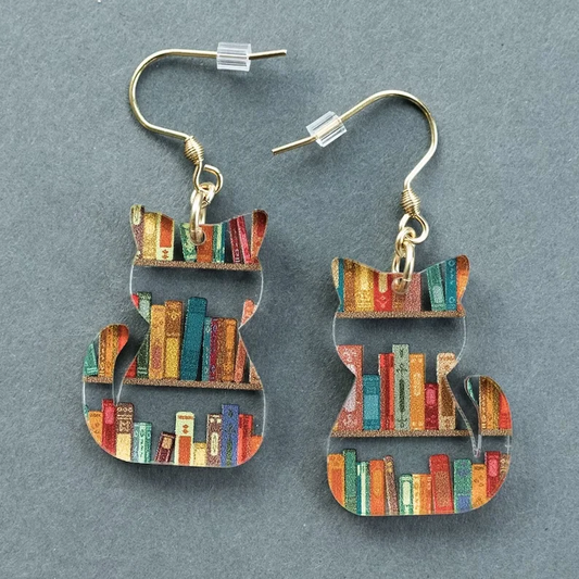 Boucles d’oreilles pendantes résine chat coloré – Léo