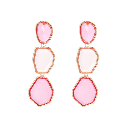 Boucles d'oreilles géométriques carrées avec pierres naturelles plaqué or