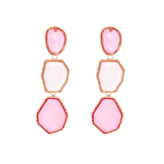 Boucles d'oreilles géométriques carrées avec pierres naturelles plaqué or