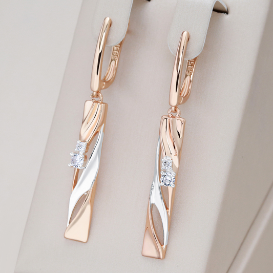 Boucles d’oreilles rectangulaires or cristal argent – Lise