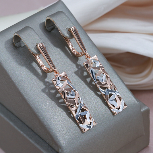 Boucles d’oreilles pendantes rectangulaires or argent – Léo