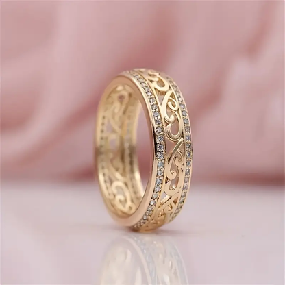 Bague ajourée dorée zirconium – Lise