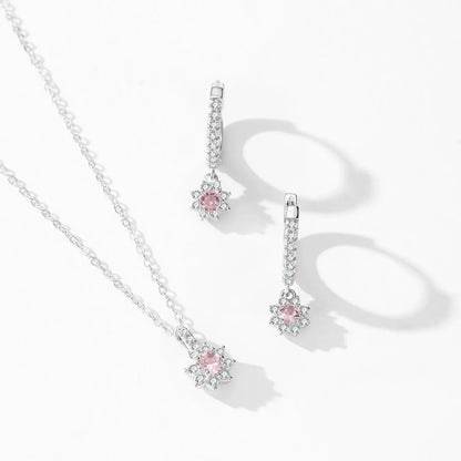 Créoles argent pavage cristaux fleur – Lila