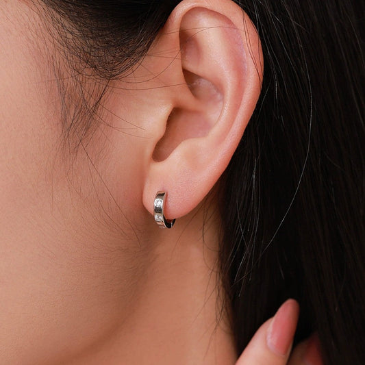 Créoles minimalistes argent pierres claires – Lilou