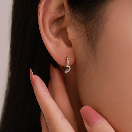 Créoles demi-lune en argent et diamants – Anaïs