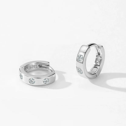 Créoles minimalistes argent pierres claires – Lilou