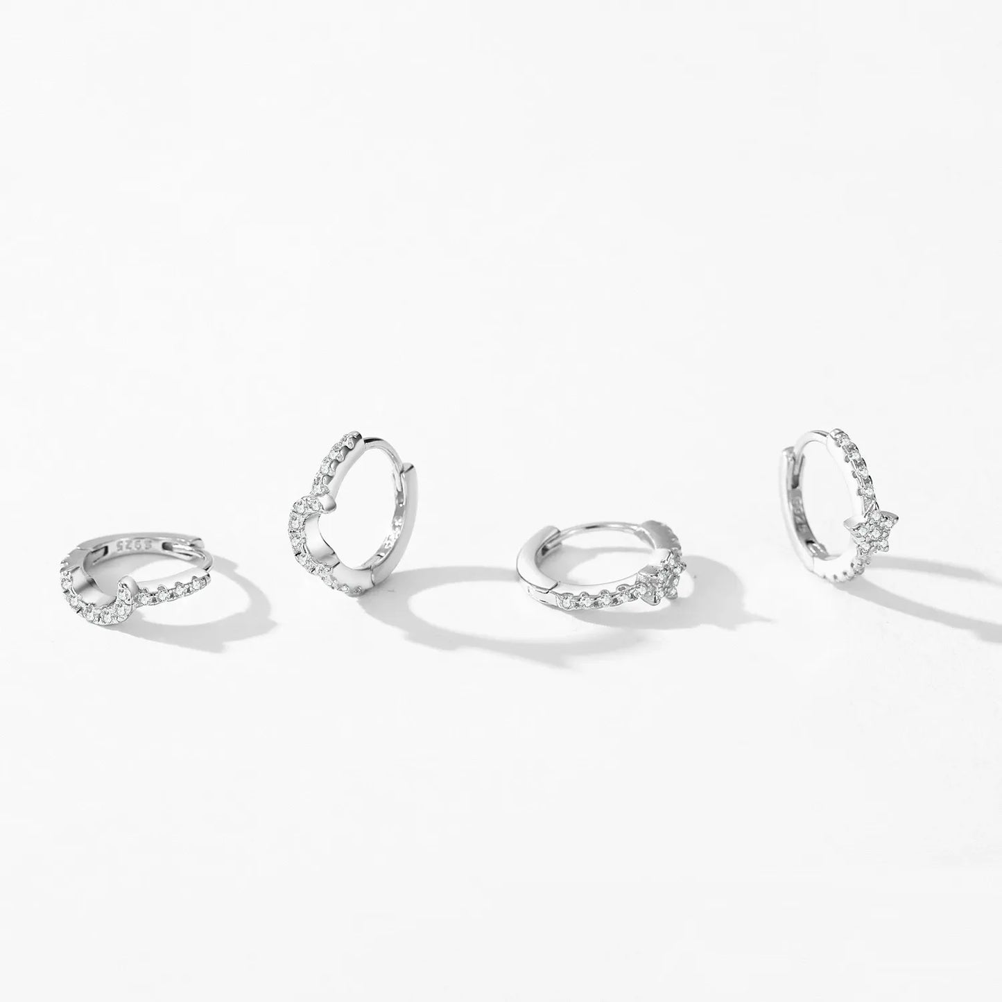 Créoles demi-lune en argent et diamants – Anaïs