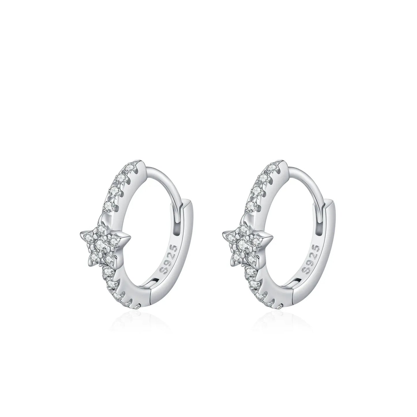 Créoles argent étoiles diamantées – Inès
