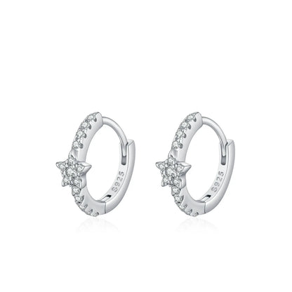 Créoles argent étoiles diamantées – Inès