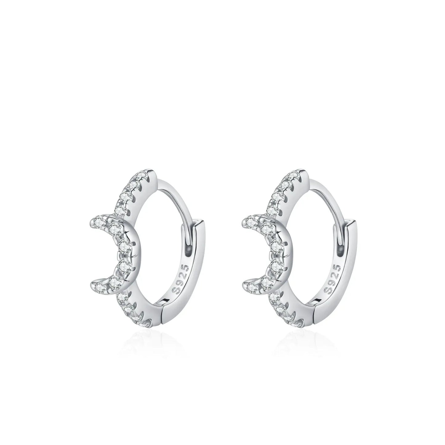 Créoles demi-lune en argent et diamants – Anaïs