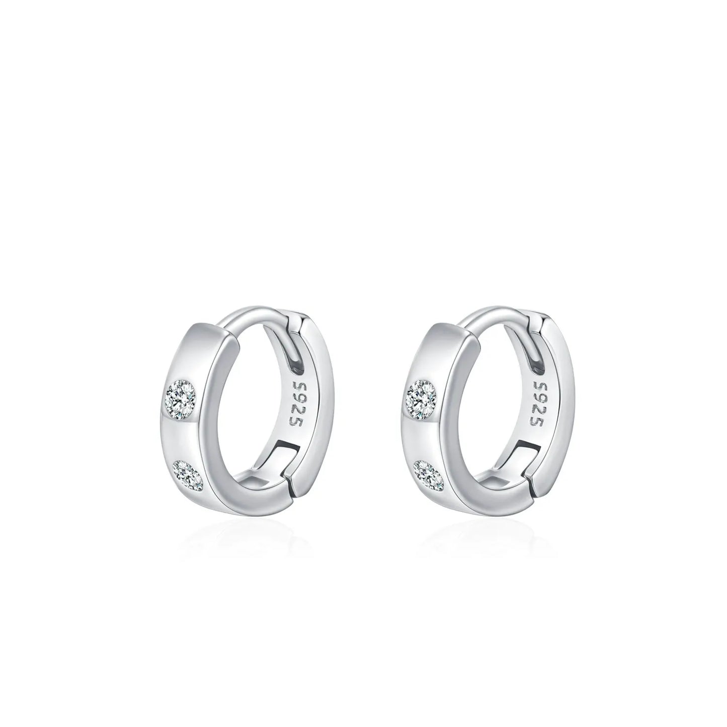 Créoles minimalistes argent pierres claires – Lilou
