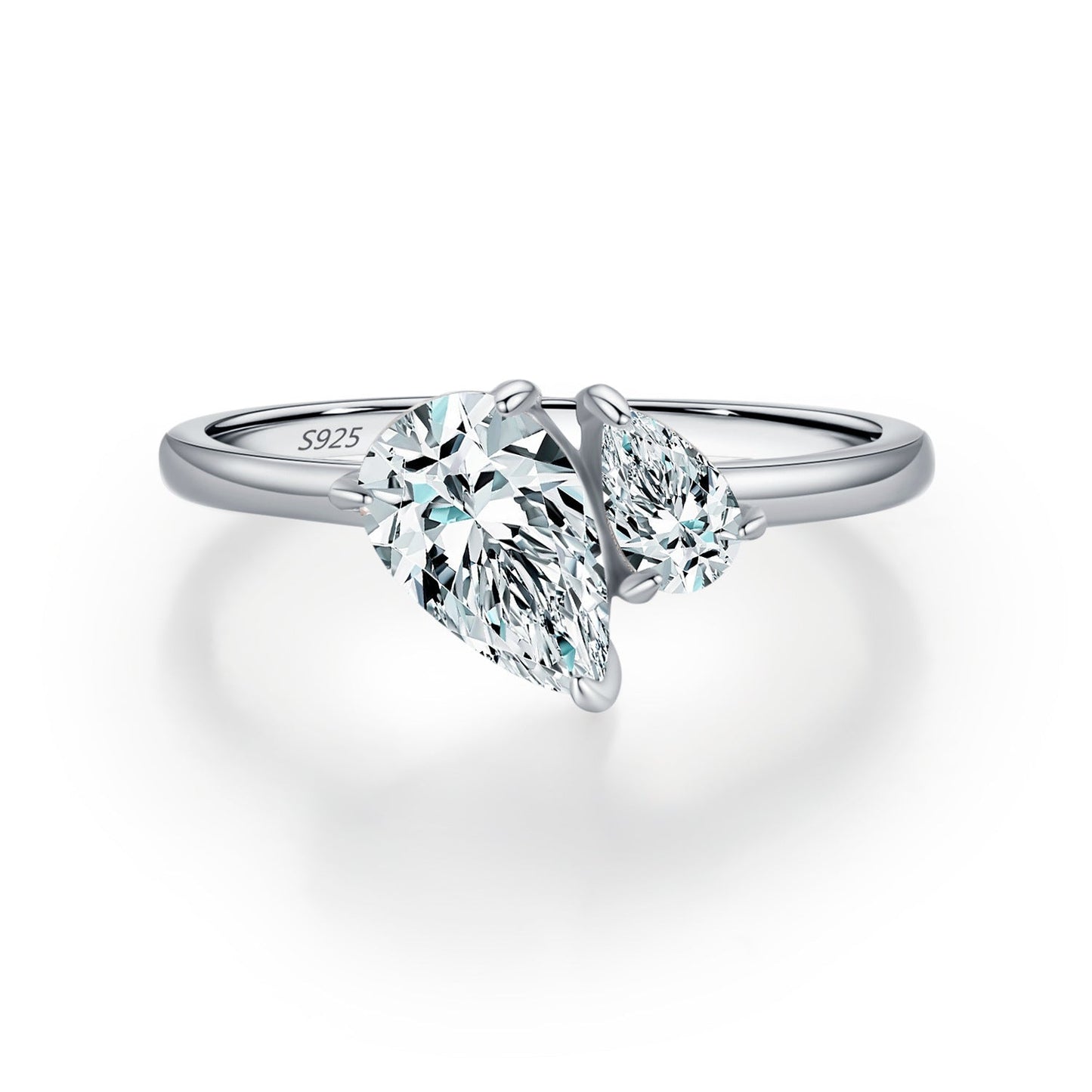 Bague argent pierre poire et ronde – Inaya