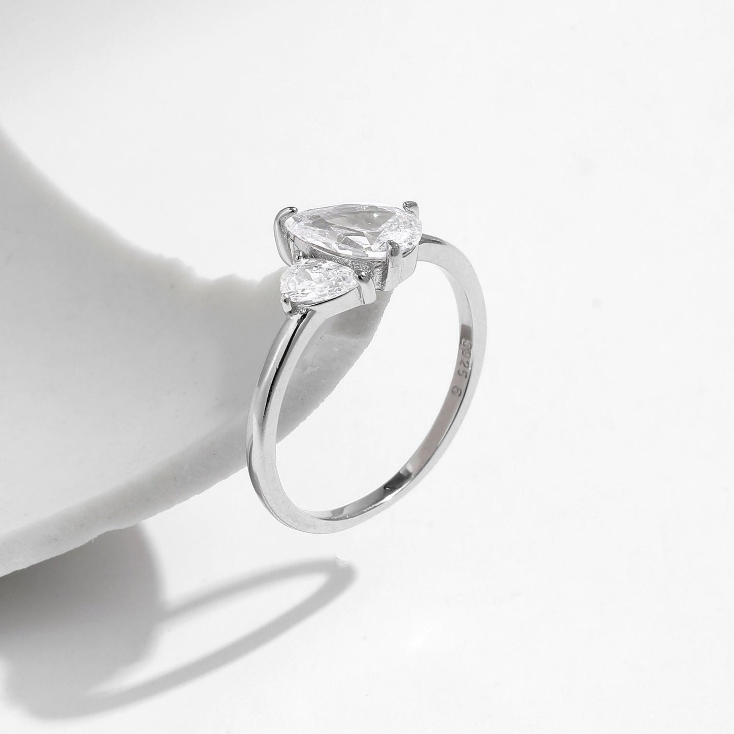 Bague argent pierre poire et ronde – Inaya