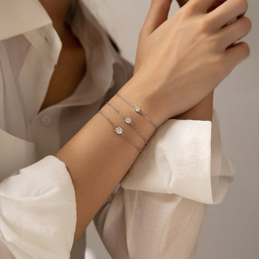 Bracelet chaîne fine argent cristaux – Lila