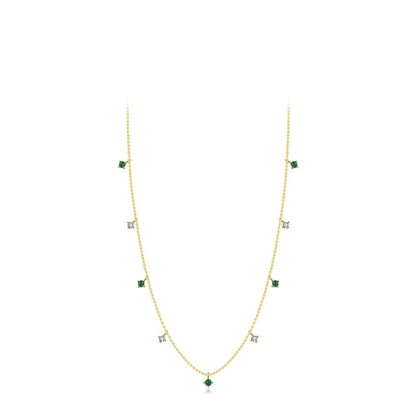 Collier chaîne fines perles vertes blanc – Lila