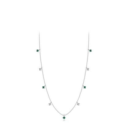 Collier chaîne fines perles vertes blanc – Lila