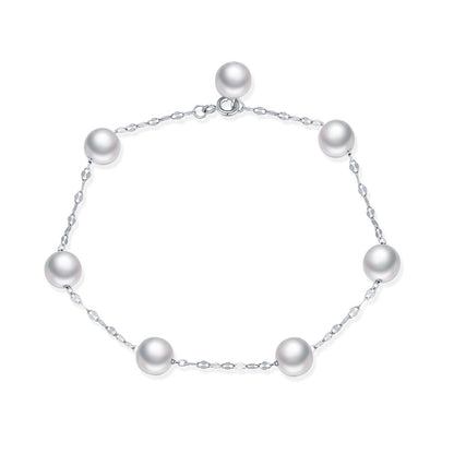 Bracelet perles blanches argent chaîne fine – Léonie