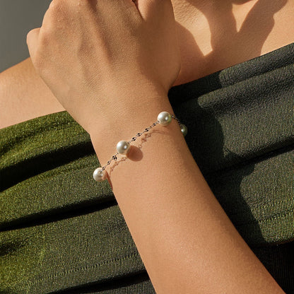 Bracelet perles blanches argent chaîne fine – Léonie