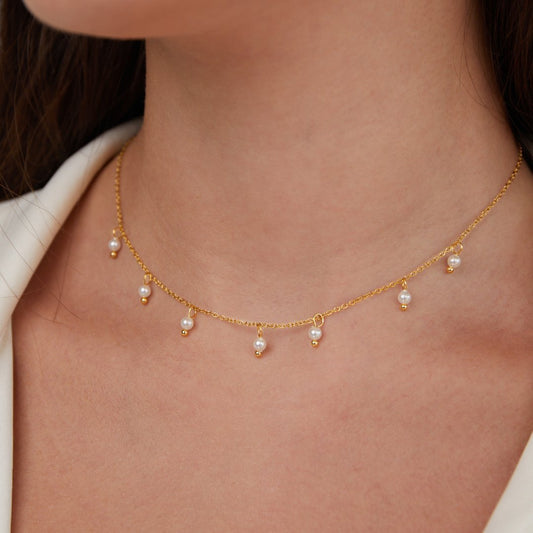 Collier perles blanches Or – Lila