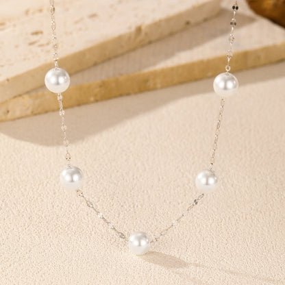Collier pendentif perles blanches argent – Lise
