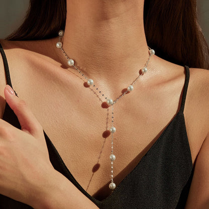 Collier pendentif perles blanches argent – Lise