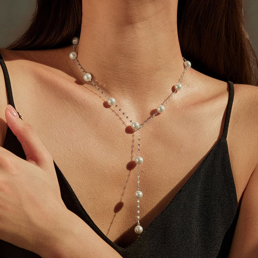 Collier pendentif perles blanches argent – Lise