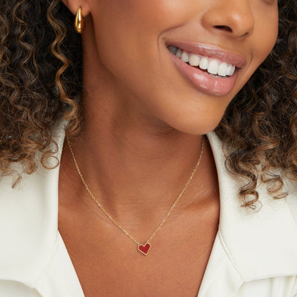 Collier pendentif cœur rouge Or – Maeva