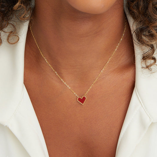 Collier pendentif cœur rouge Or – Maeva